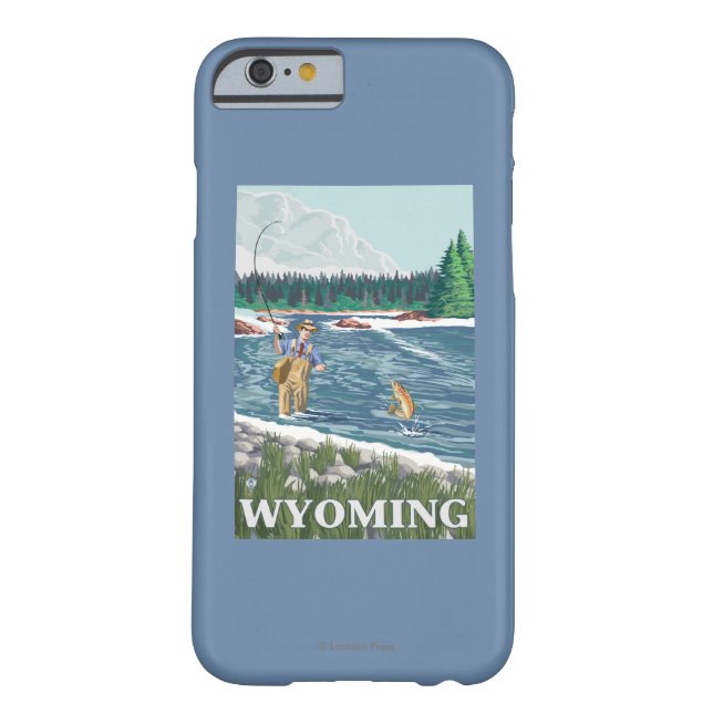Fly FishermanWyomingVintage Travel Poster Case-Mate iPhone Case (Back)