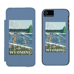 Fly FishermanWyomingVintage Travel Poster Wallet Case For iPhone SE/5/5s