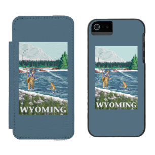 Fly FishermanWyomingVintage Travel Poster iPhone SE/5/5s Wallet Case
