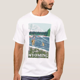 Fly FishermanWyomingVintage Travel Poster T-Shirt