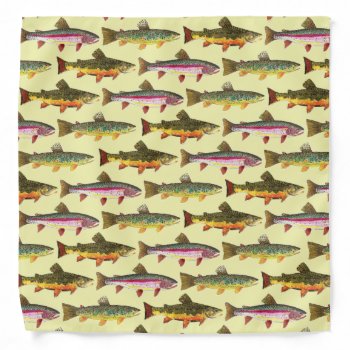 Fly Fishing 3 Trout Brook Rainbow Brown Angler's Bandana by TroutWhiskers at Zazzle