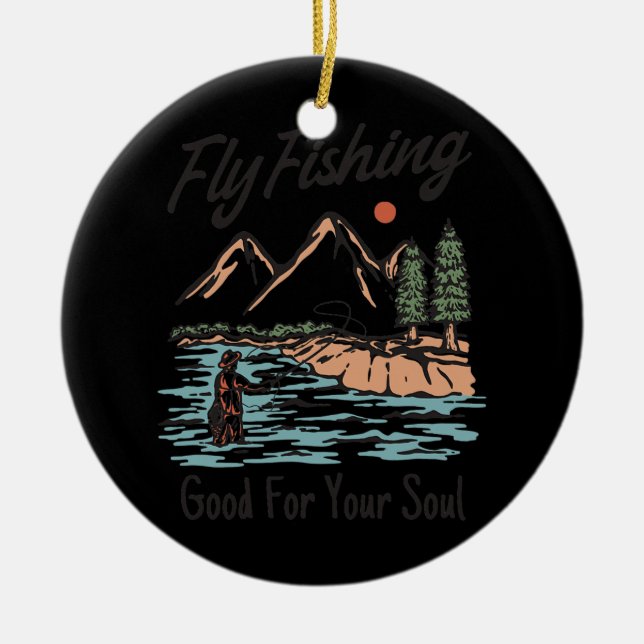 Fly Fishing and Fly Fisherman Gift  Ceramic Ornament (Front)