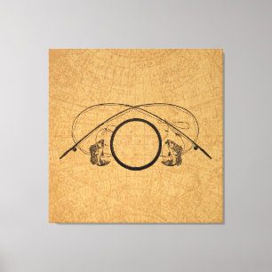Fly Fishing Antique FIshing Rods Art Illustration Canvas Print