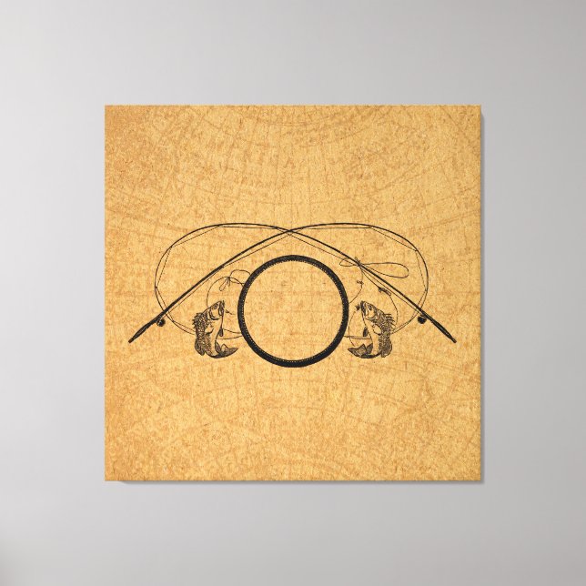 Fly Fishing Antique FIshing Rods Art Illustration Canvas Print (Front)