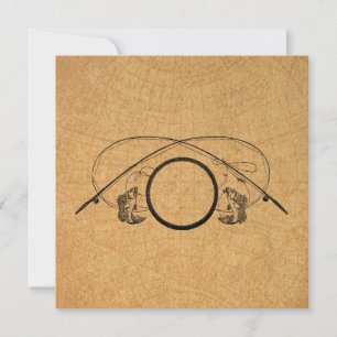 Fly Fishing Antique FIshing Rods Art Illustration Holiday Card