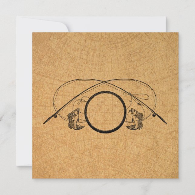 Fly Fishing Antique FIshing Rods Art Illustration Note Card (Front)