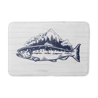 Fly Fishing Art Trout Vintage Designs Bath Mat