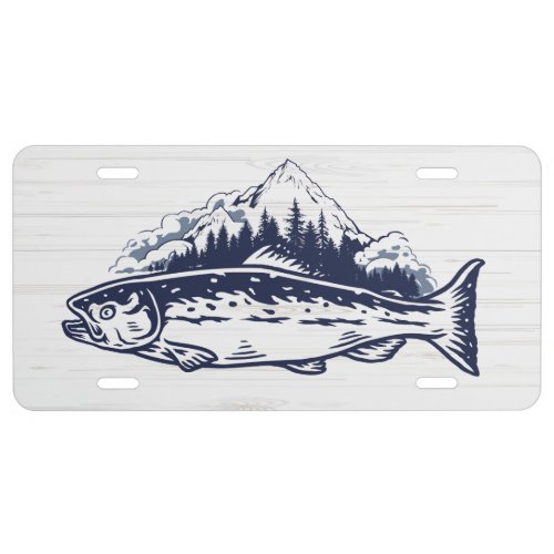 Fly Fishing Art Trout Vintage Designs License Plate