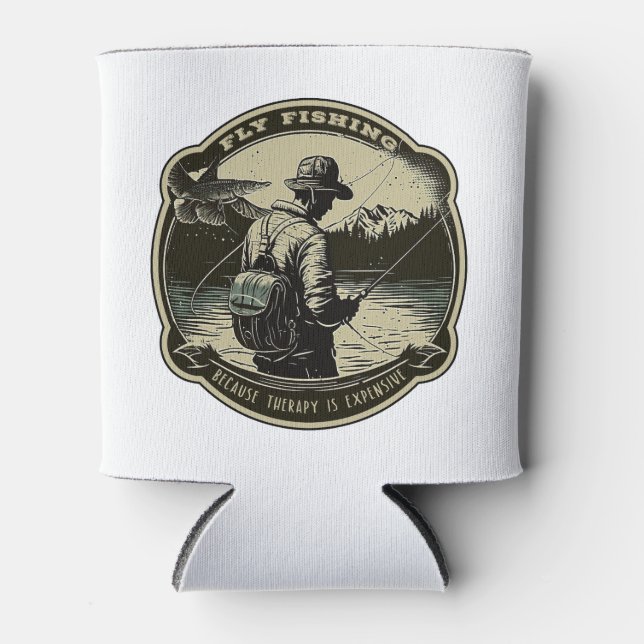 Fly Fishing - Because Therapy Is Expensive Can Cooler (Front)
