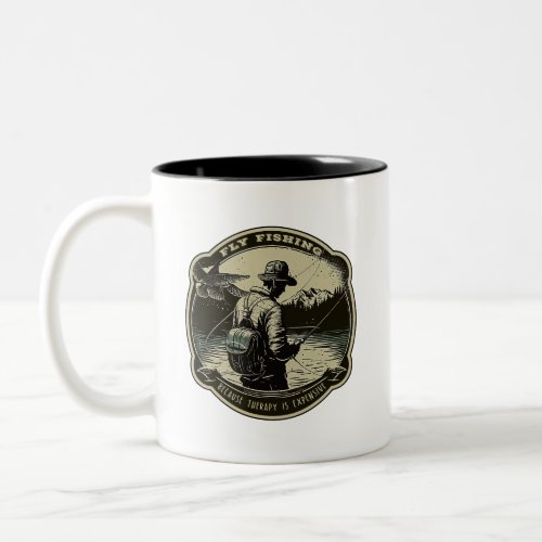 Fly Fishing _ Because Therapy Is Expensive Two_Tone Coffee Mug