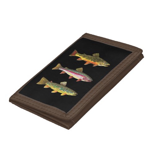Fly Fishing _ Book Brown Rainbow _ Mens Trifold Wallet