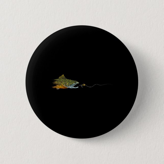 Fly Fishing Brook Trout Dry Fly Tying Fisherman  Button (Front)
