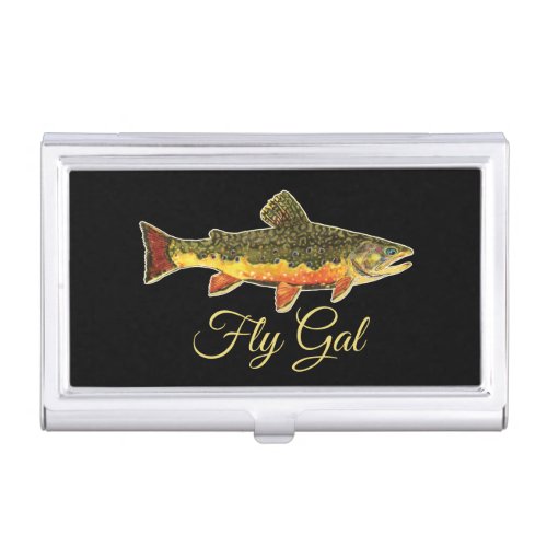 Fly Fishing Brook Trout FLY GAL Business Card Case