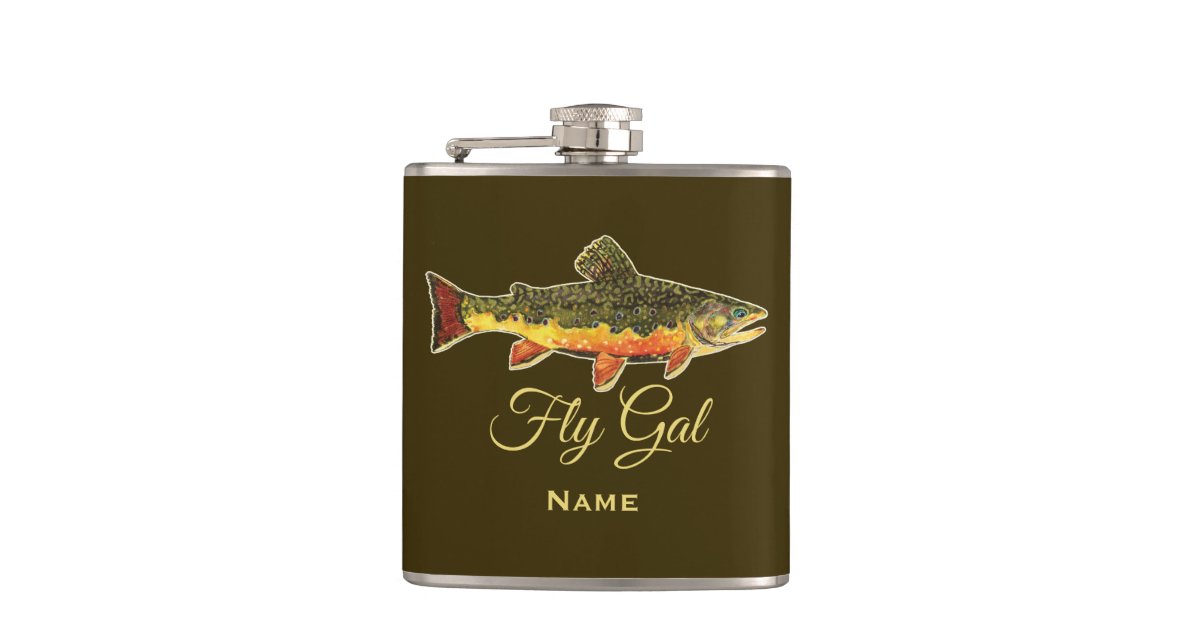 Fly Fishing Brook Trout FLY GAL for Her Women's Flask