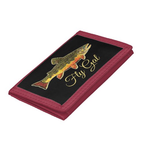 Fly Fishing Brook Trout FLY GAL for Women Trifold Wallet