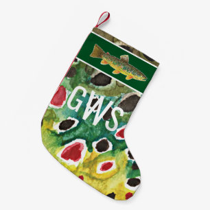 Fly Fishing Brown Trout His or Her Personalized Small Christmas Stocking