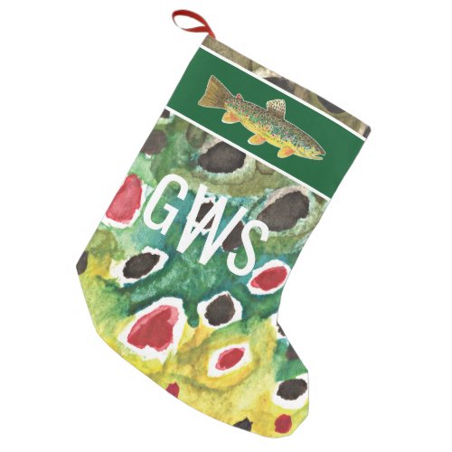 Fly Fishing Brown Trout His or Her Personalized Small Christmas Stocking