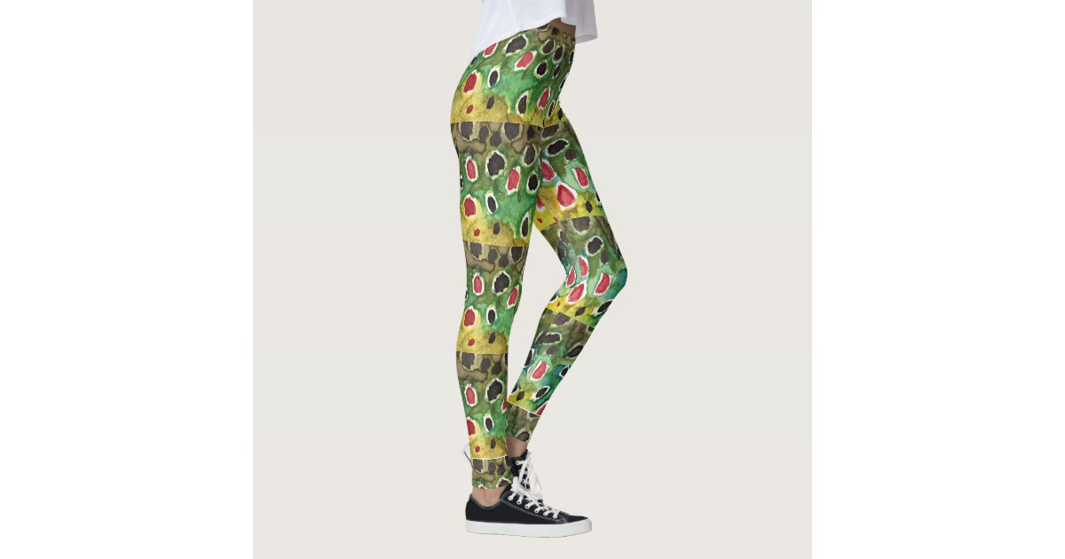 Brook Trout Fish Print Patterned Leggings Women's Fly Fishing