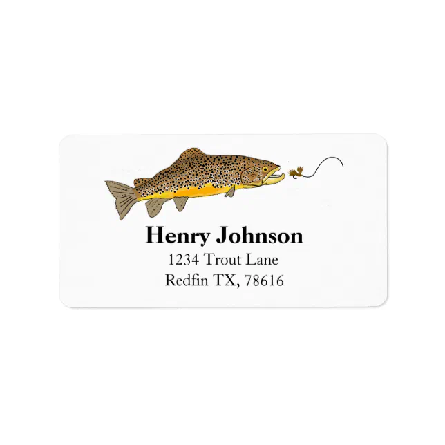 Fly Fishing Brown Trout Label Zazzle