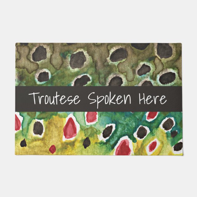 Fly Fishing Brown Trout Skin Welcome Doormat (Front)