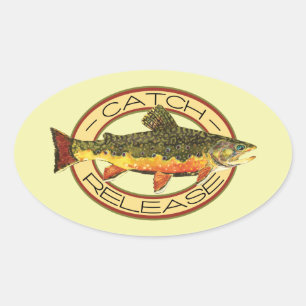Fly Fishing Catch Release Party Oval Sticker