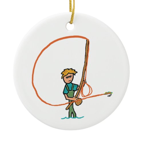 Fly Fishing Ceramic Ornament