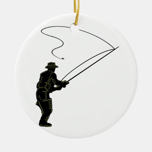 Fly Fishing Ceramic Ornament