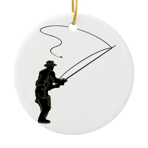 Fly Fishing Ceramic Ornament