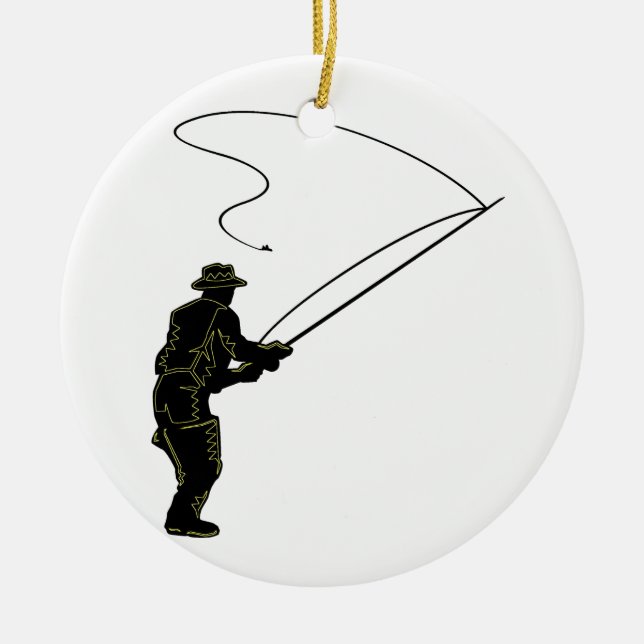 Fly Fishing Ceramic Ornament (Front)