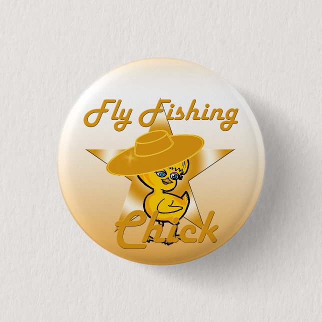 Fly Fishing Chick #10 Button (Front)