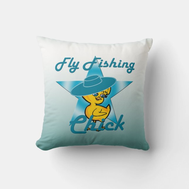 Fly Fishing Chick #7 Throw Pillow (Front)