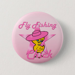 Fly Fishing Chick #8 Button