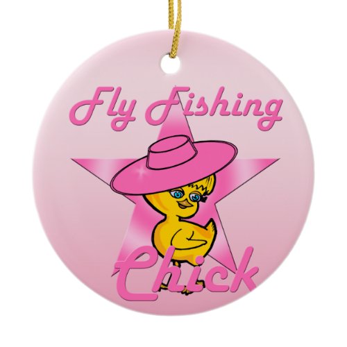Fly Fishing Chick #8 Ceramic Ornament