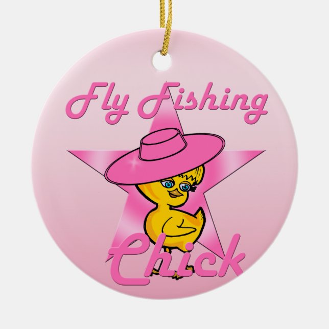 Fly Fishing Chick #8 Ceramic Ornament (Front)