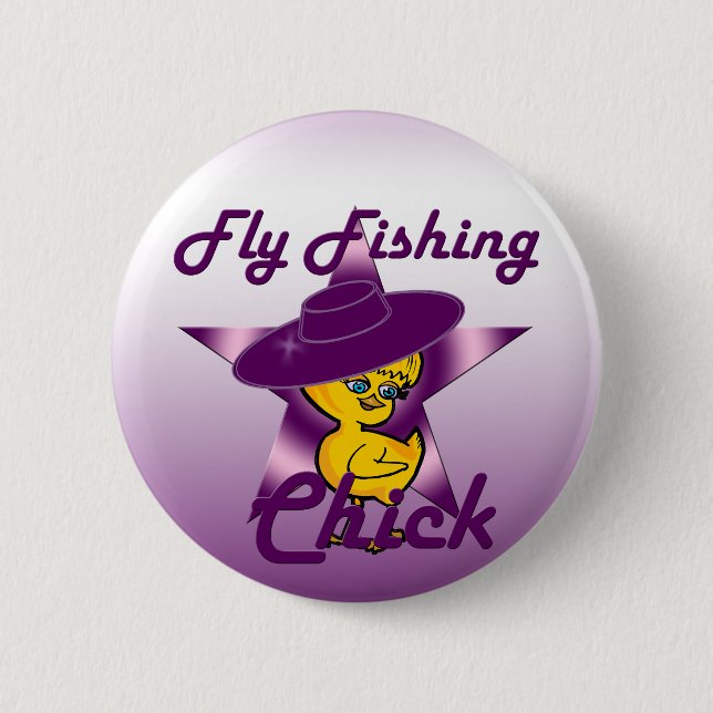 Fly Fishing Chick #9 Pinback Button (Front)