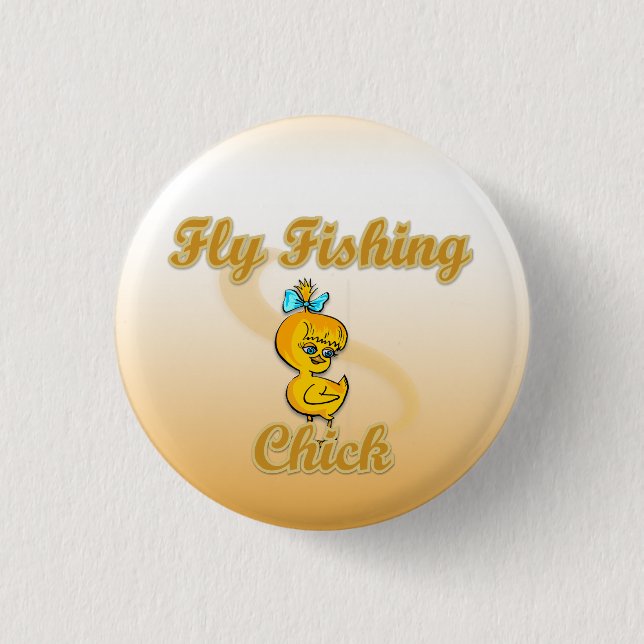 Fly Fishing Chick Pinback Button (Front)
