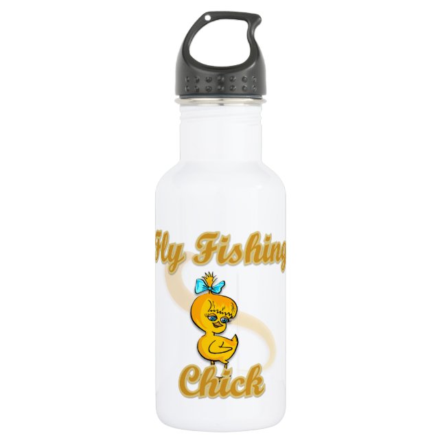 Fly Fishing Chick Stainless Steel Water Bottle (Front)