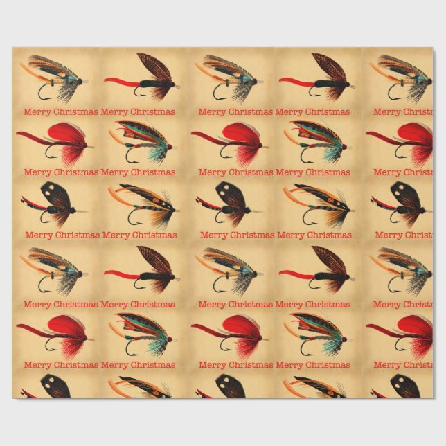Fly Fishing Christmas Wrapping Paper. Fishermen Wrapping Paper (Flat)