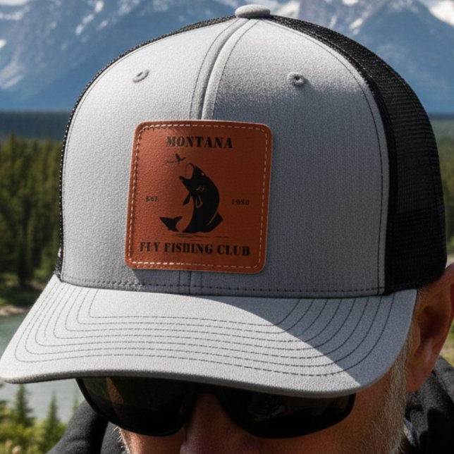 Fly Fishing Club Fisherman's Boating Trip Keepsake Leather Patch Hat (Creator Uploaded)