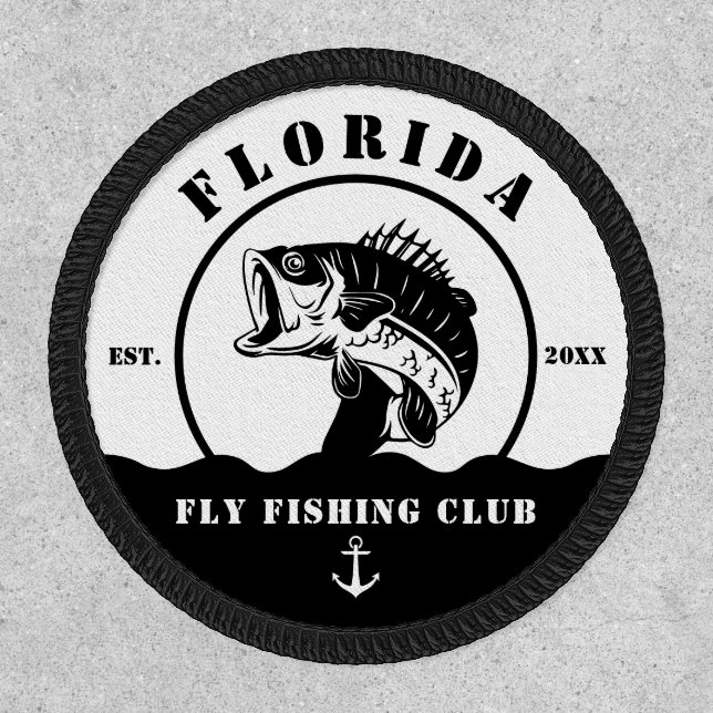 Fly Fishing Club trip Fisherman camping Leather Pa Patch (Front)