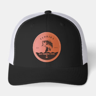 Fly Fishing Club trip Fisherman camping Leather Pa Patch Hat
