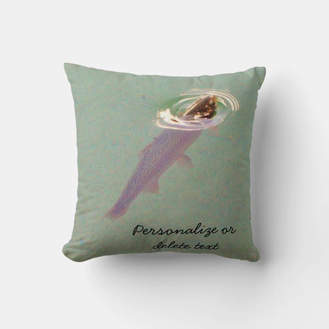 Fly Fishing Colorful Rainbow trout blues Throw Pillow (Front)