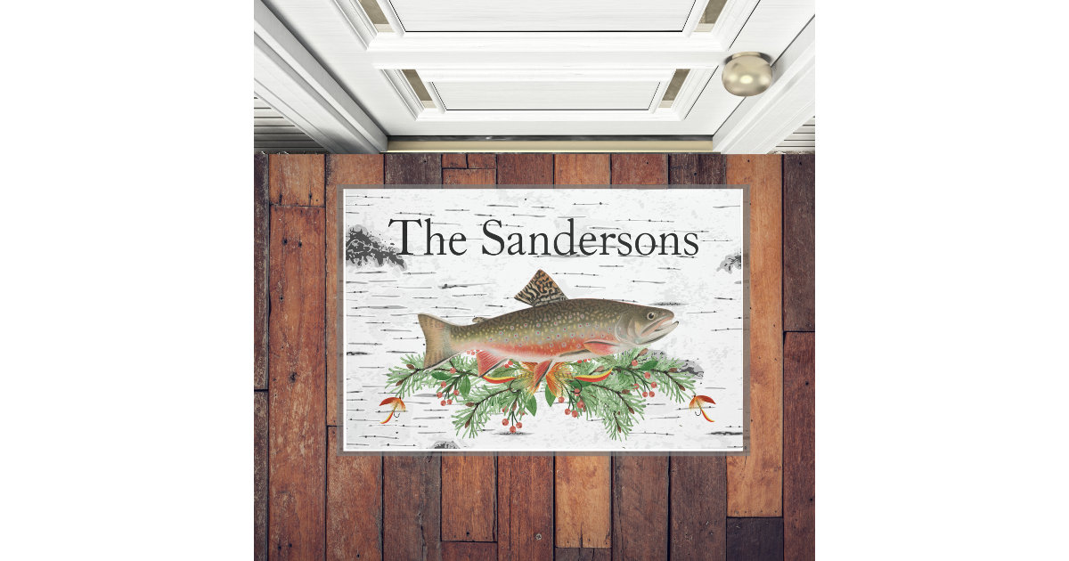 Fly Fishing Decor, Trout Christmas Doormat