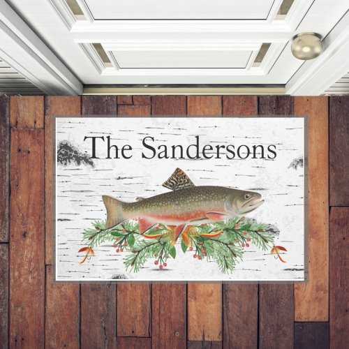 Fly Fishing Decor Trout Christmas   Doormat