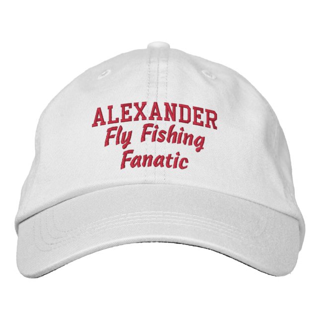 Fly Fishing Fanatic Custom Name Embroidered Baseball Cap (Front)