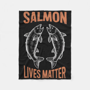 Fly Fishing Fish Fisherman Salmon Lives Problem By Fleece Blanket