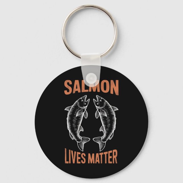 Fly Fishing Fish Fisherman Salmon Lives Problem By Keychain (Front)