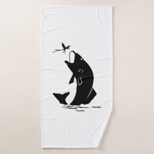 Fly Fishing Fish Jump Larvea Hook Fisherman Gift Bath Towel