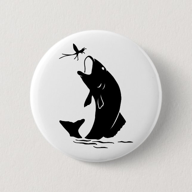 Fly Fishing Fish Jump Larvea Hook Fisherman Gift Button (Front)