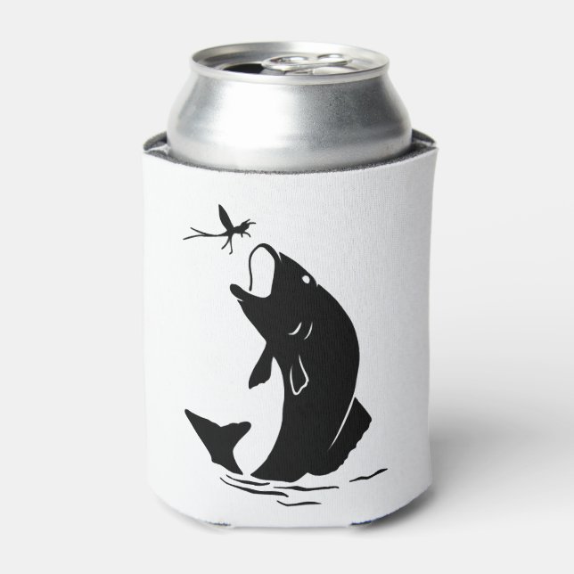 Fly Fishing Fish Jump Larvea Hook Fisherman Gift Can Cooler (Can Front)